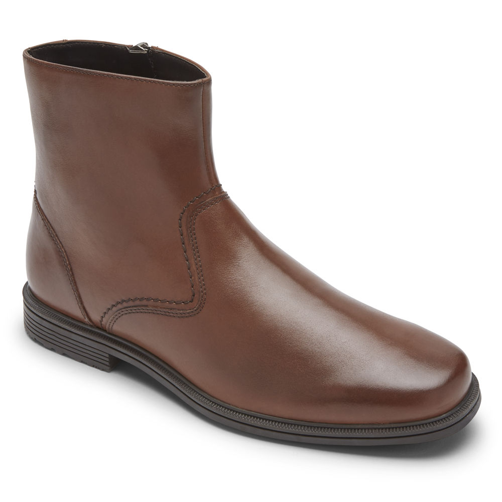 Botas Rockport Hombre Mexico - Taylor Zipper Marrom - IWGYF5293